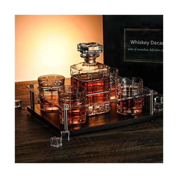 Juego de 4 decantadores de whisky con vasos vasos de