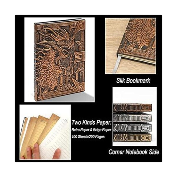 Cuaderno de escritura 3D Dragon DND diario vintage de_3