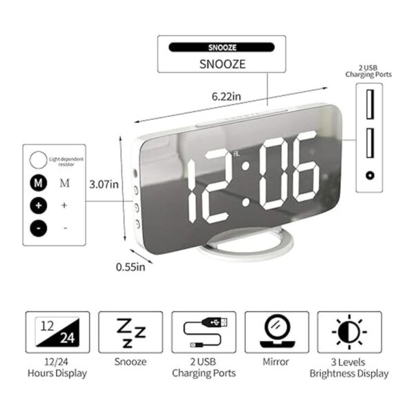 WulaWindy Reloj despertador digital gran pantalla LED de_2