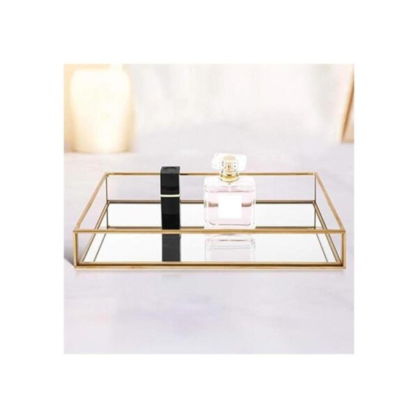 HighFree Bandeja decorativa dorada para espejo bandeja de