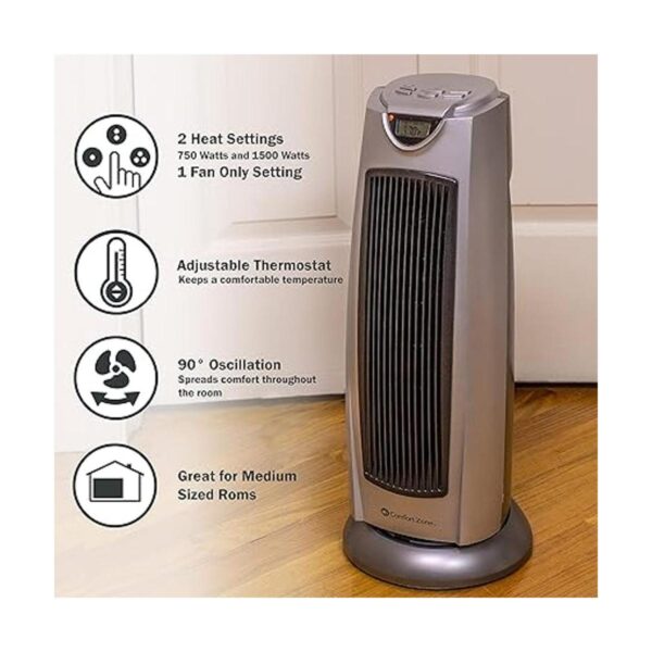 Comfort Zone CZ499R Ceramic Electric Tower FanForced Heater_2
