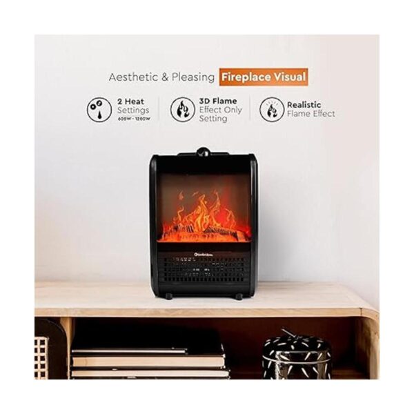 Comfort Zone CZFP1BK Mini calentador de chimenea de