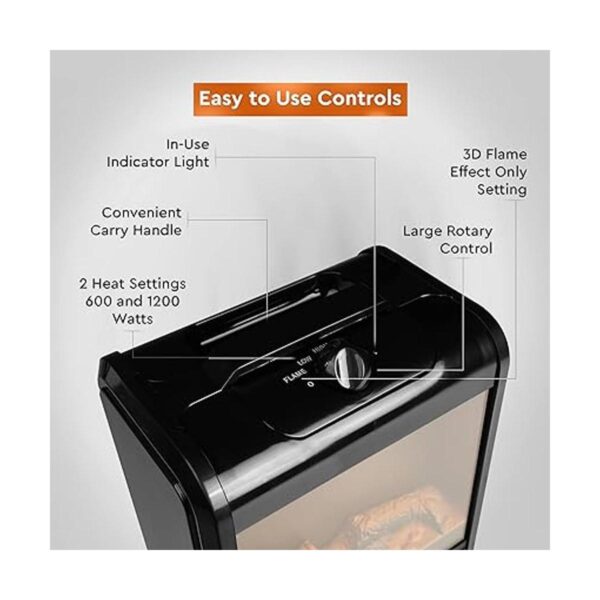 Comfort Zone CZFP1BK Mini calentador de chimenea de