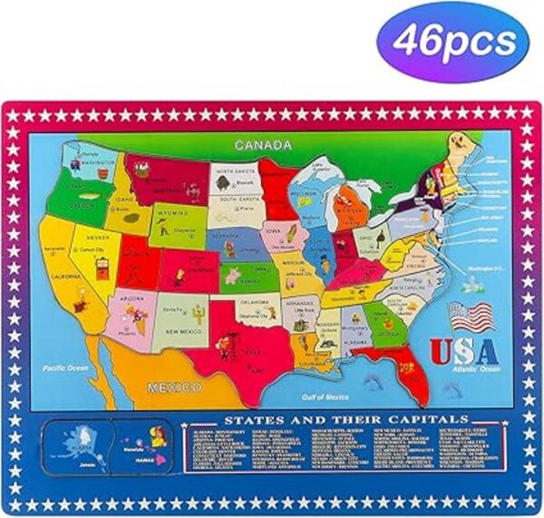 Wondertoys Rompecabezas de mapa de madera de Estados_2