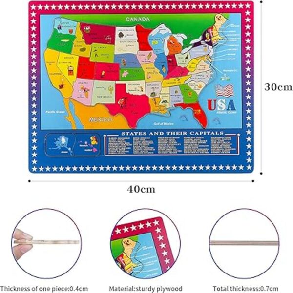Wondertoys Rompecabezas de mapa de madera de Estados_6