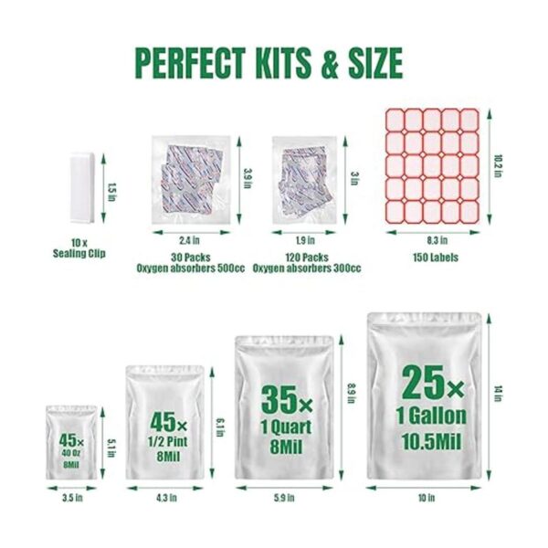 Bolsas de Mylar de 10.5 mil 150 mil para almacenamiento
