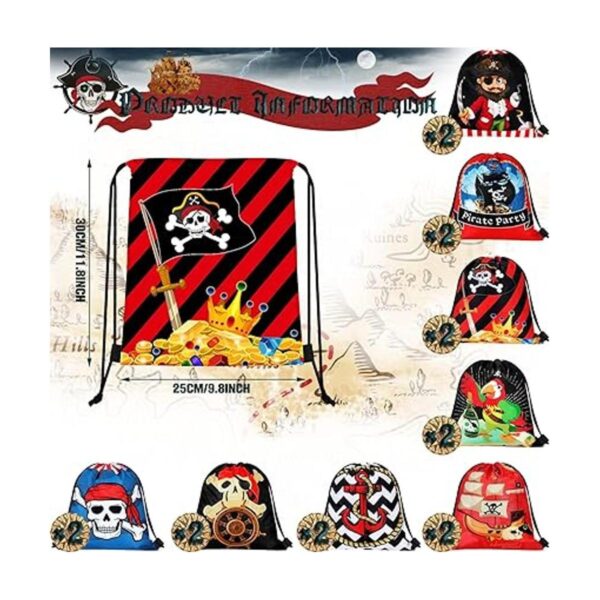 16 bolsas de regalo de fiesta de piratas con cordón_3