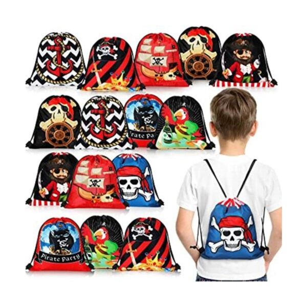 16 bolsas de regalo de fiesta de piratas con cordón_1