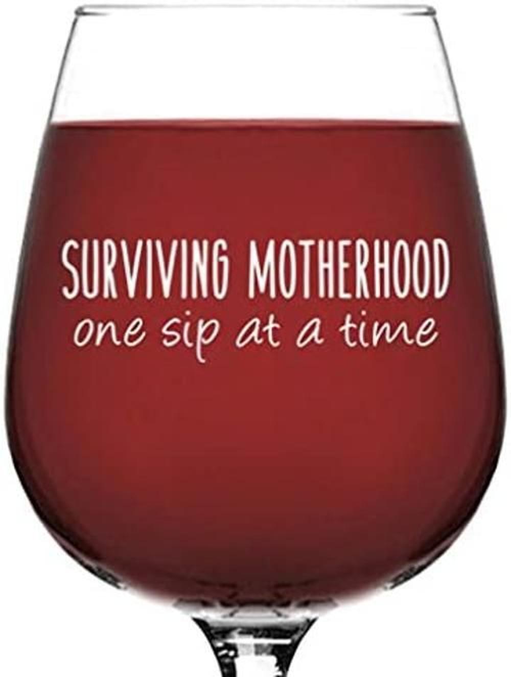 Surviving Motherhood Vaso de vino divertido El mejor