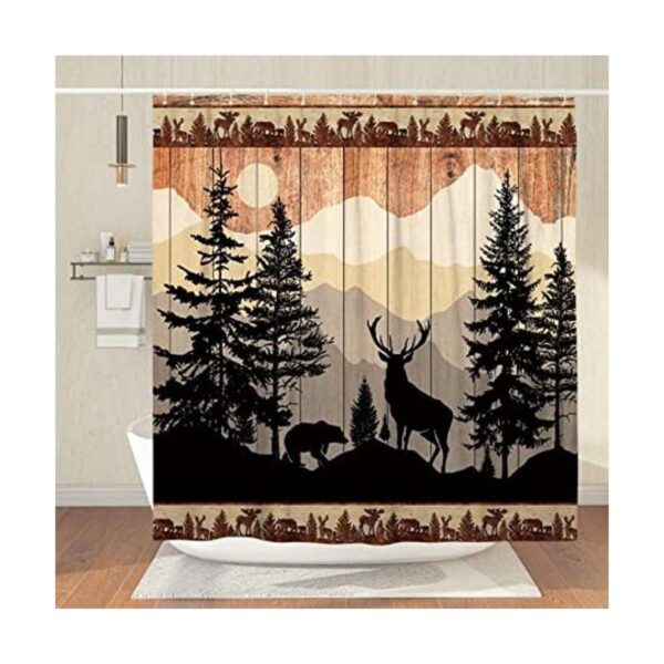 Witzest Cortinas de ducha de estilo rústico para baño