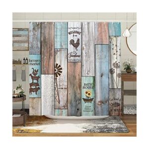 Witzest Cortinas de ducha rústicas de estilo rústico para