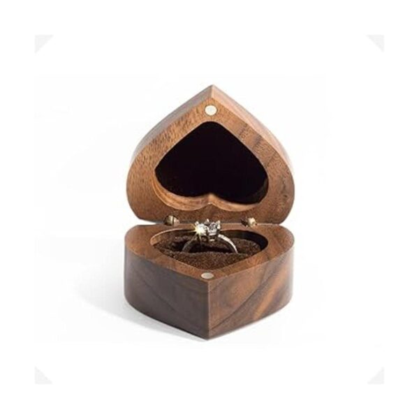 Wislist Caja de anillos de madera de nogal en forma de_2