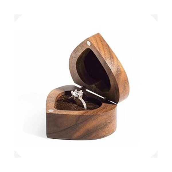 Wislist Caja de anillos de madera de nogal en forma de_4