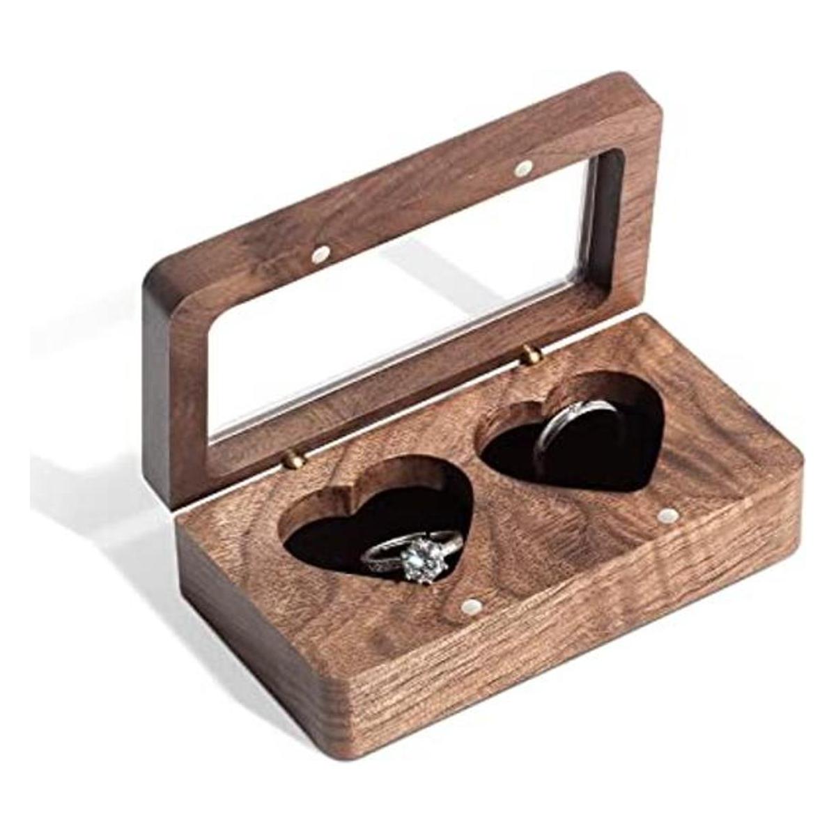 Wislist Caja de anillos para ceremonia de boda soporte de