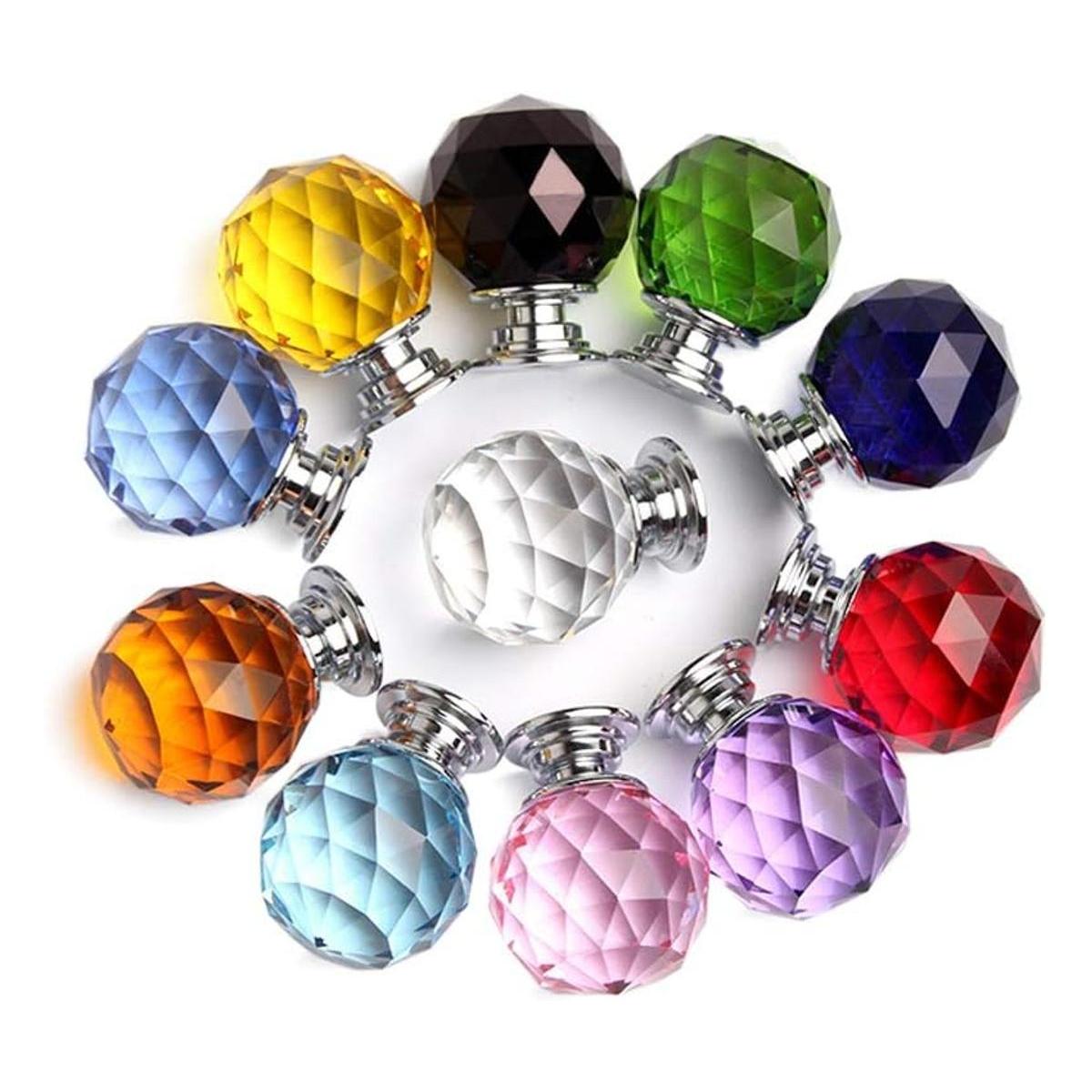 6 pomos redondos de 1.181 in de cristal azul cielo de