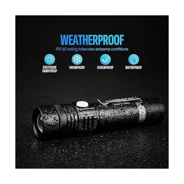 Paquete de 2 linternas LED tácticas recargables potentes_2
