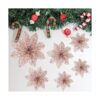 Wironlst 10 piezas de flores de poinsettia de oro rosa con_5