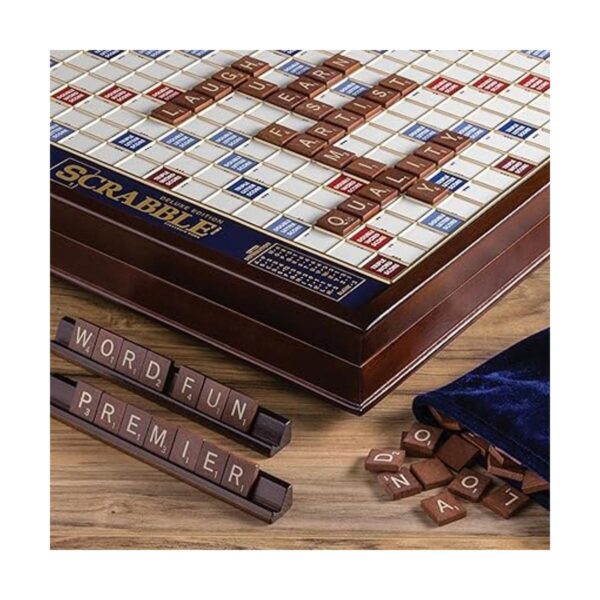 Tablero de juego de Scrabble Deluxe de madera con tablero_3