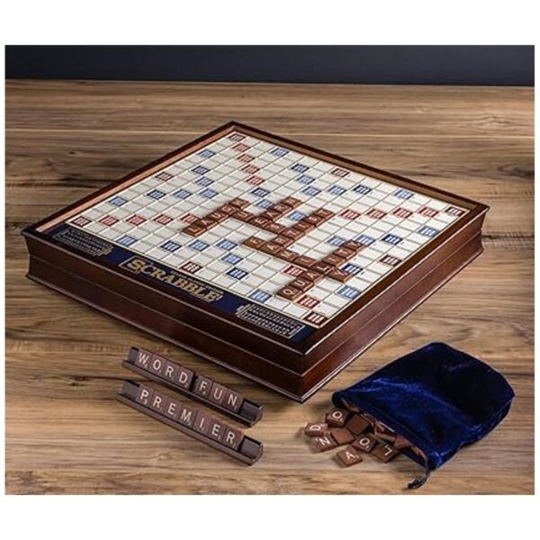 Tablero de juego de Scrabble Deluxe de madera con tablero_4