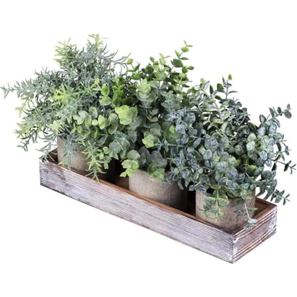 Juego de 3 mini plantas artificiales de eucalipto en_1