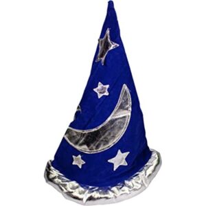 Sombrero de fiesta de mago de terciopelo azul con estrella_1