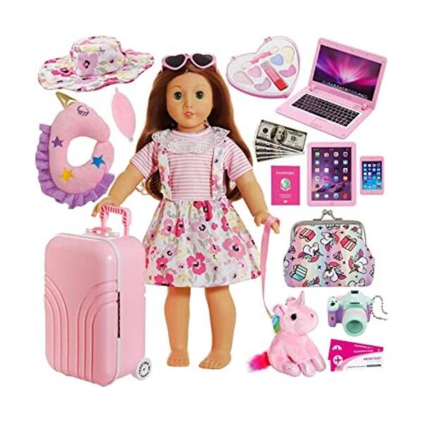 Windolls Juego de maleta de muñeca americana de 18