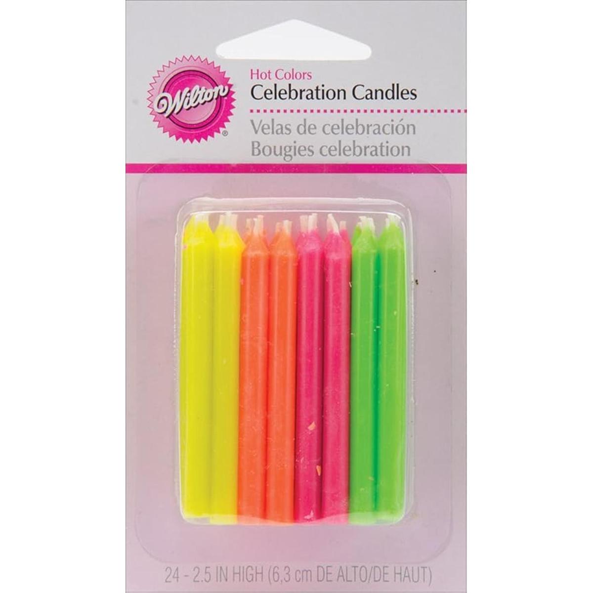 Wilton Velas de cumpleaños de 2.5 in colores calientes
