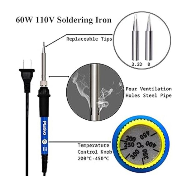 Kit de soldador Temperatura ajustable de 60 W multímetro