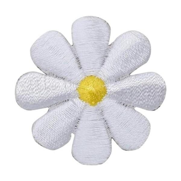Parche bordado con diseño de margarita blanca_1