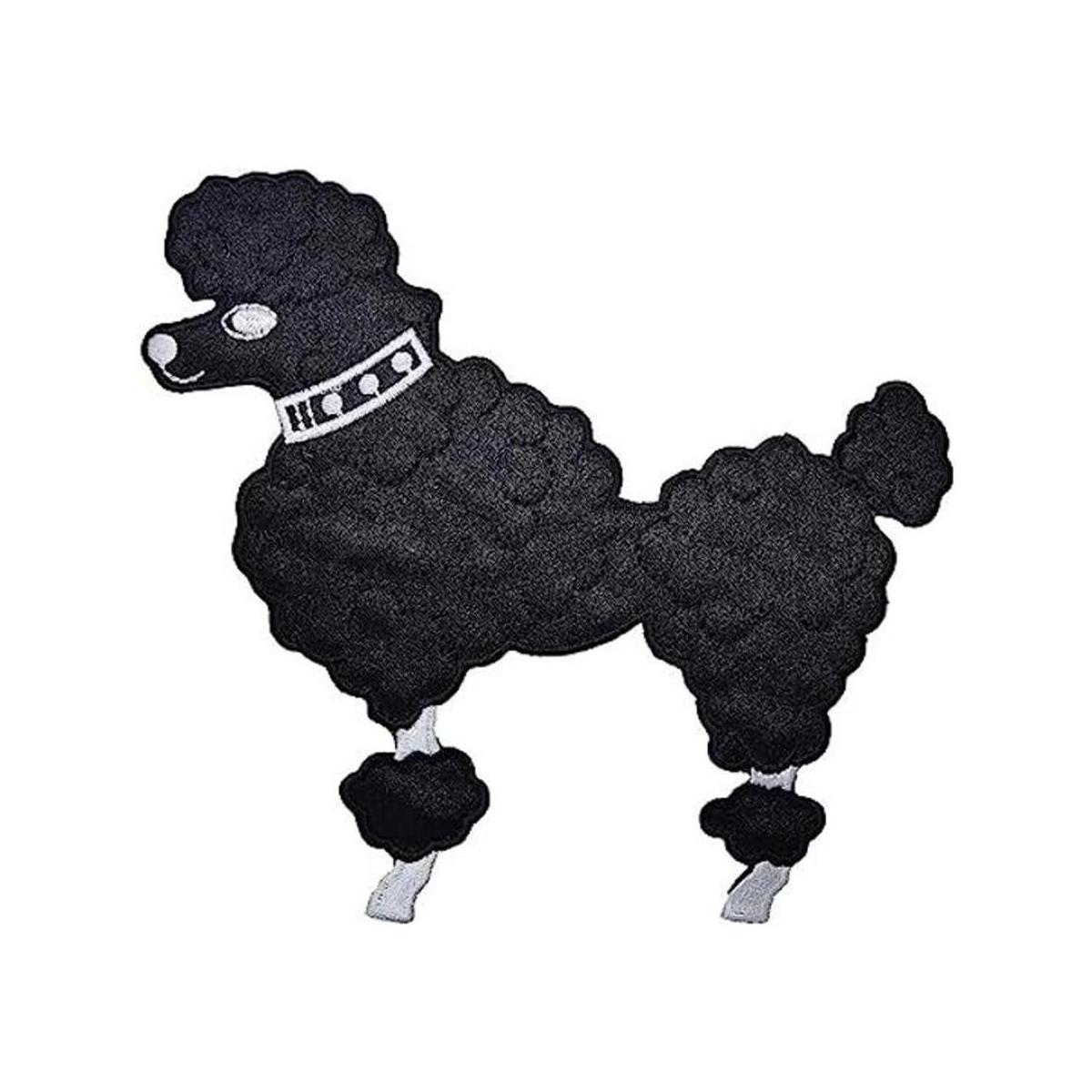 Parche bordado para planchar con diseño de perro caniche