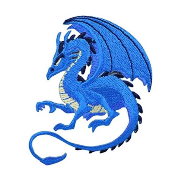 Parche bordado para planchar con diseño de dragón azul_1