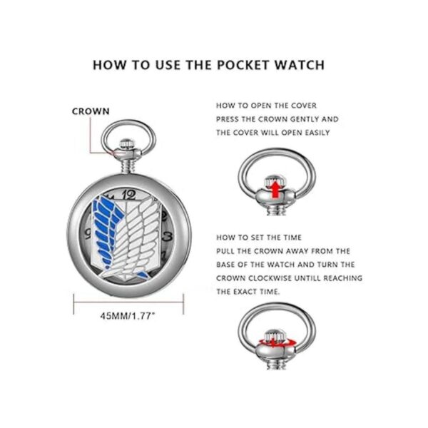 Mens Quartz Pocket Watch Green Eyes Round Case Shape