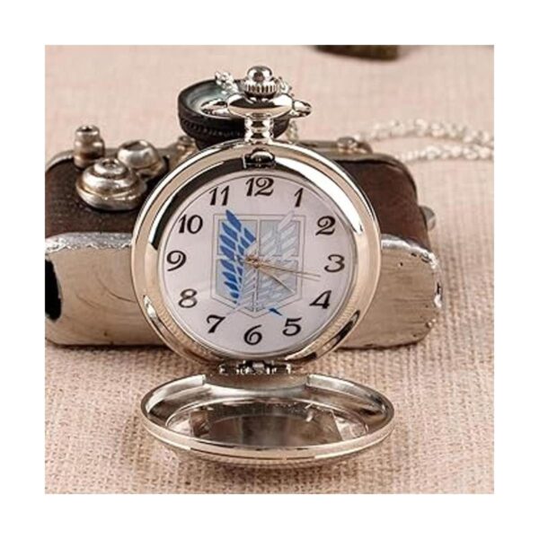 Mens Quartz Pocket Watch Green Eyes Round Case Shape