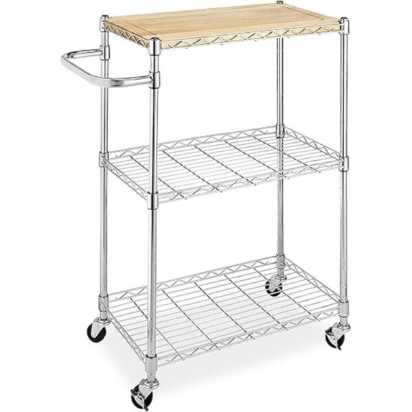 Whitmor Supreme Carrito de cocina y microondas de madera_1