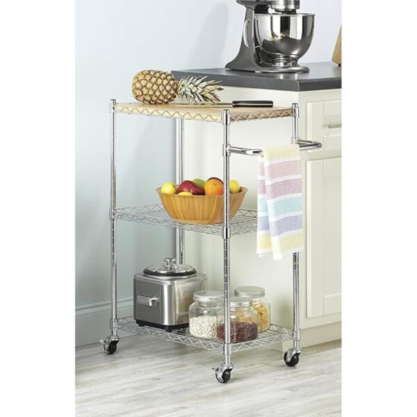 Whitmor Supreme Carrito de cocina y microondas de madera_2