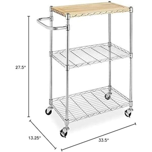Whitmor Supreme Carrito de cocina y microondas de madera_5