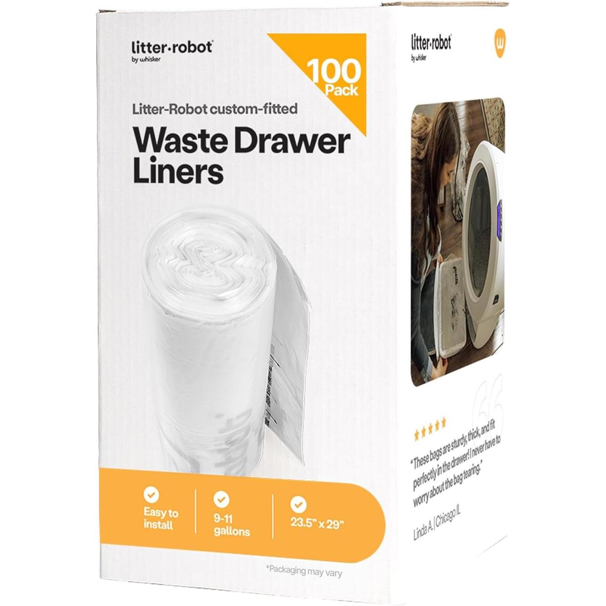 Whisker Juego de 100 forros para cajones de basura para