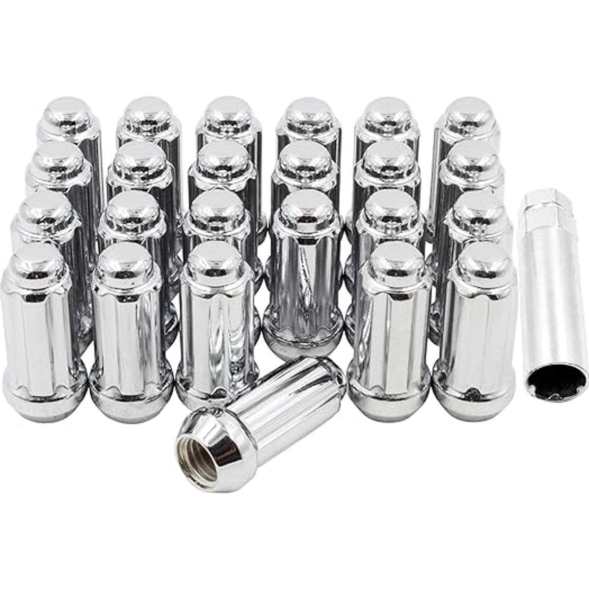 Wheel Accessories Parts Juego de 24 tuercas cromadas de 14