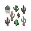 50 colgantes de cactus de esmalte de oro para hacer joyas