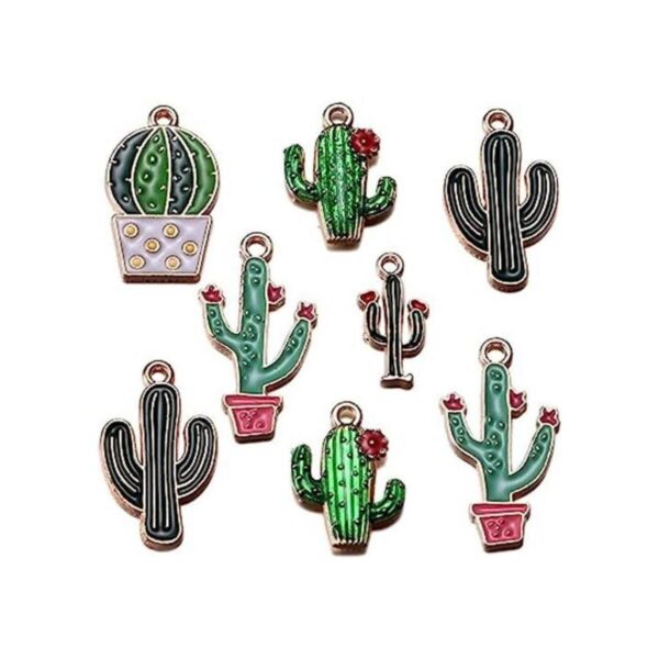50 colgantes de cactus de esmalte de oro para hacer joyas