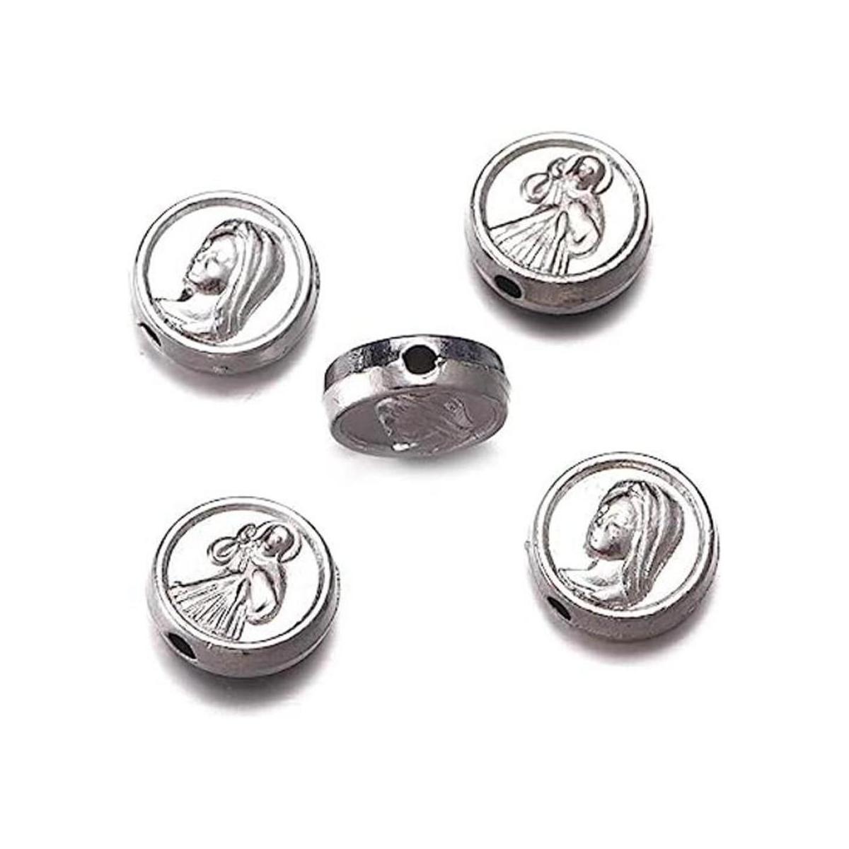 60 cuentas redondas de plata antigua medalla milagrosa de