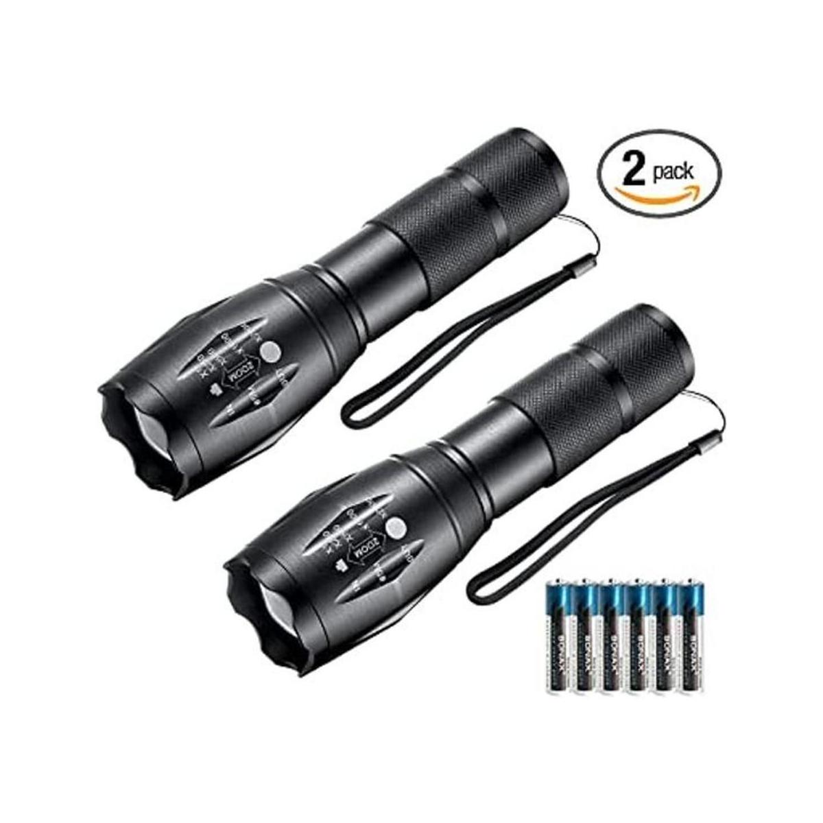 Linternas LED paquete de 2 linternas tácticas de alto