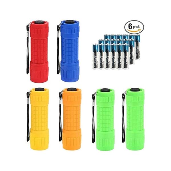 6Pack Small Mini Flashlight Set 5 Colors COB LED_1