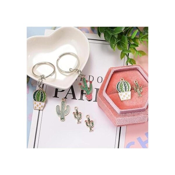 50 colgantes de cactus de esmalte de oro para hacer joyas