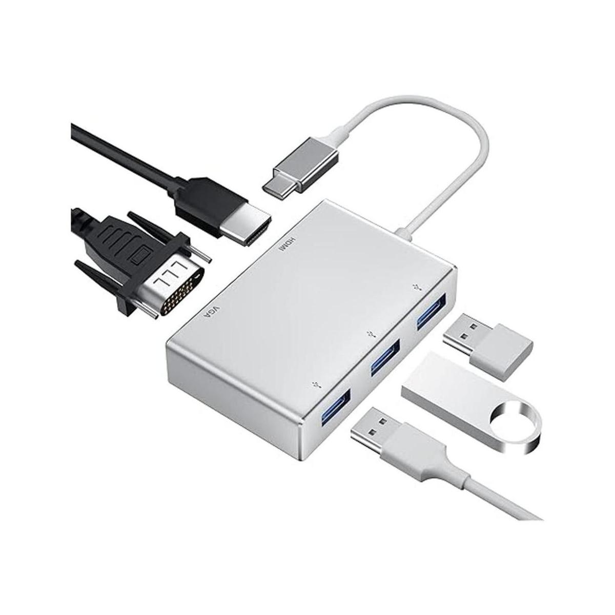 Adaptador USB C HDMI VGA USB 3.0 Weton 5 en 1 USB 3.1