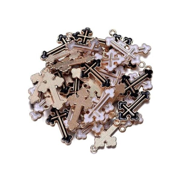 40 piezas mezcladas de plata antigua esmalte cruz encantos_6
