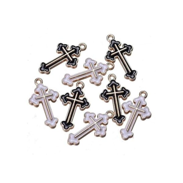 40 piezas mezcladas de plata antigua esmalte cruz encantos_5