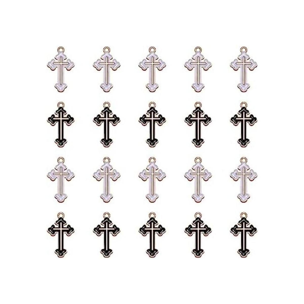 40 piezas mezcladas de plata antigua esmalte cruz encantos