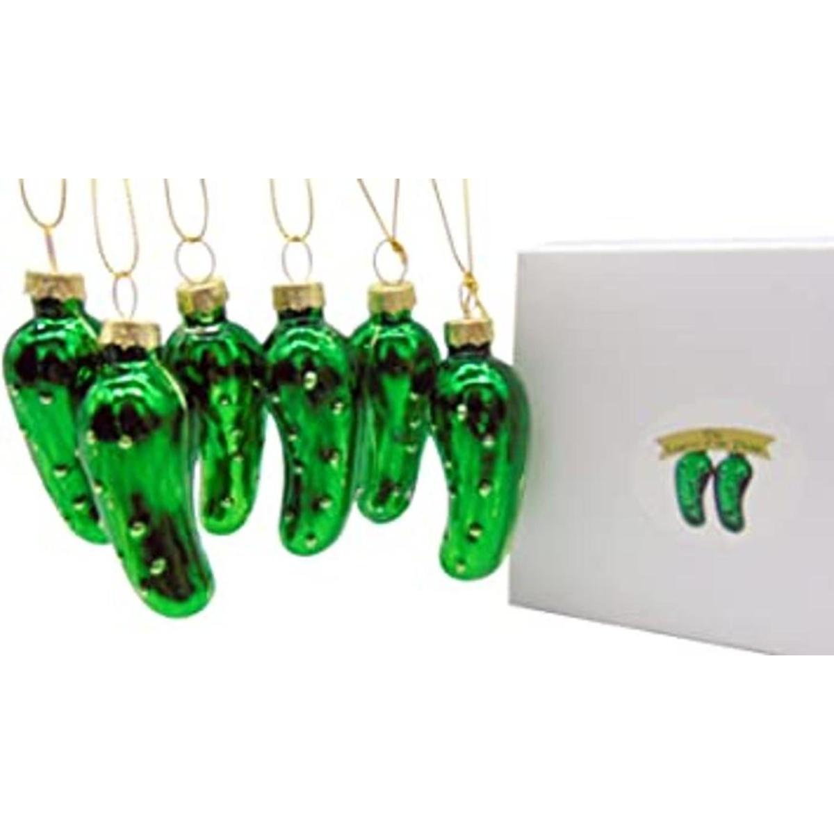 Paquete de 6 adornos de pepinillos navideños para