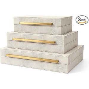 Kingflux Juego de 3 cajas de almacenamiento de piel_1